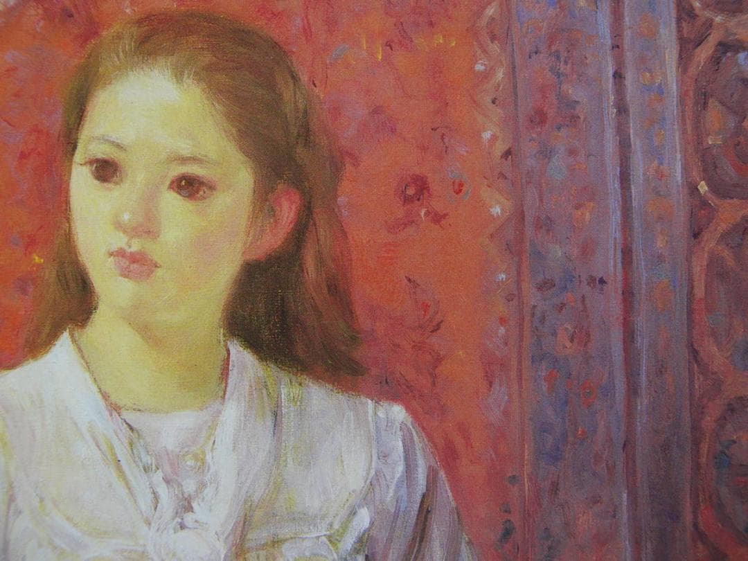 柳沢 淑郎、「少女」、希少画集・額装画、日本製・新品額縁にて額装致します