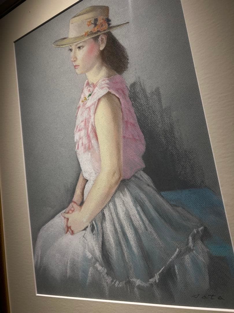 佐田昌治　【少女】肉筆画　パステル画