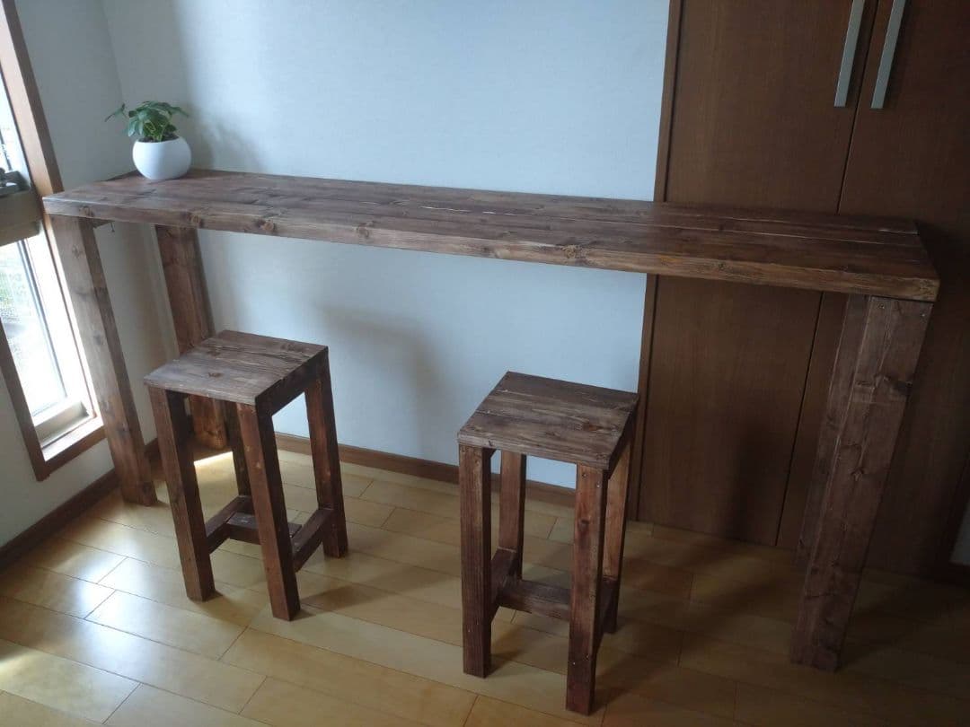 SOETSUさん244 ×45カウンターテーブル 無垢材　アンティーク風　木目