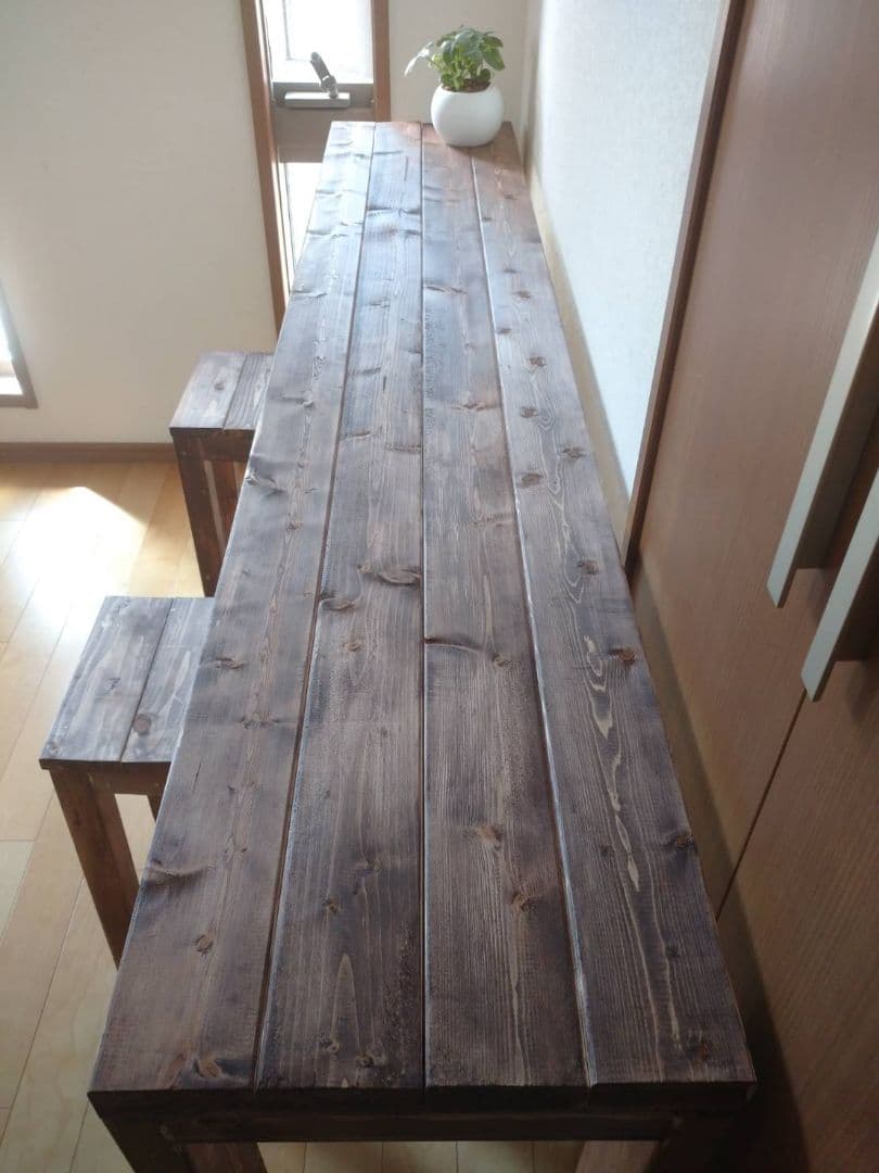 SOETSUさん244 ×45カウンターテーブル 無垢材　アンティーク風　木目