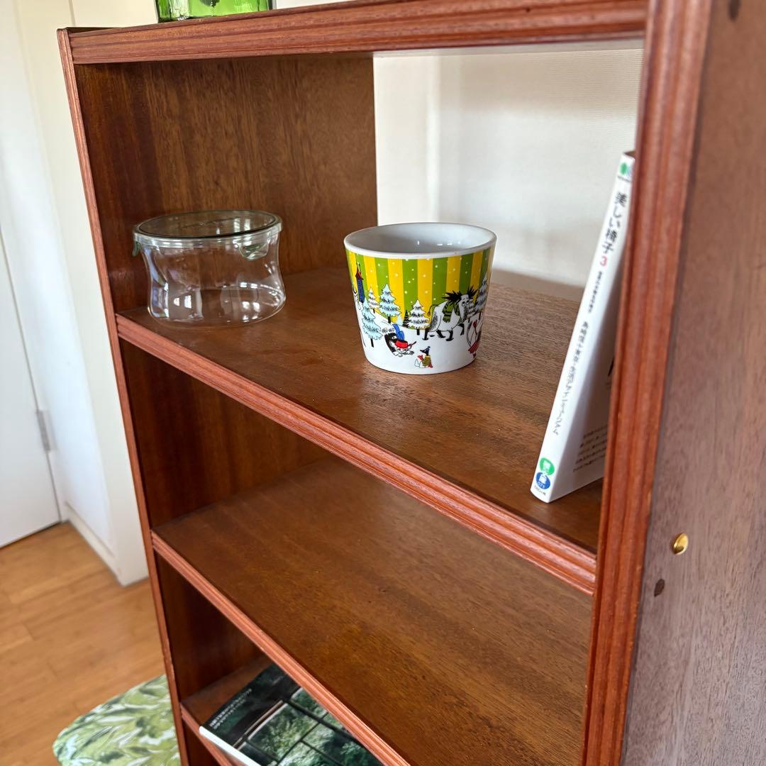 フランス製ビンテージ 木製シェルフ／真鍮鋲／木製キャスター【工具棚・総無垢材】