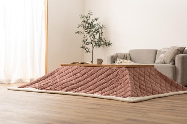 おしゃれ ふかふか かわいい 暖かい 長方形 こたつ布団 サーモンピンク