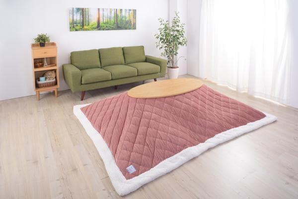 おしゃれ ふかふか かわいい 暖かい 長方形 こたつ布団 サーモンピンク