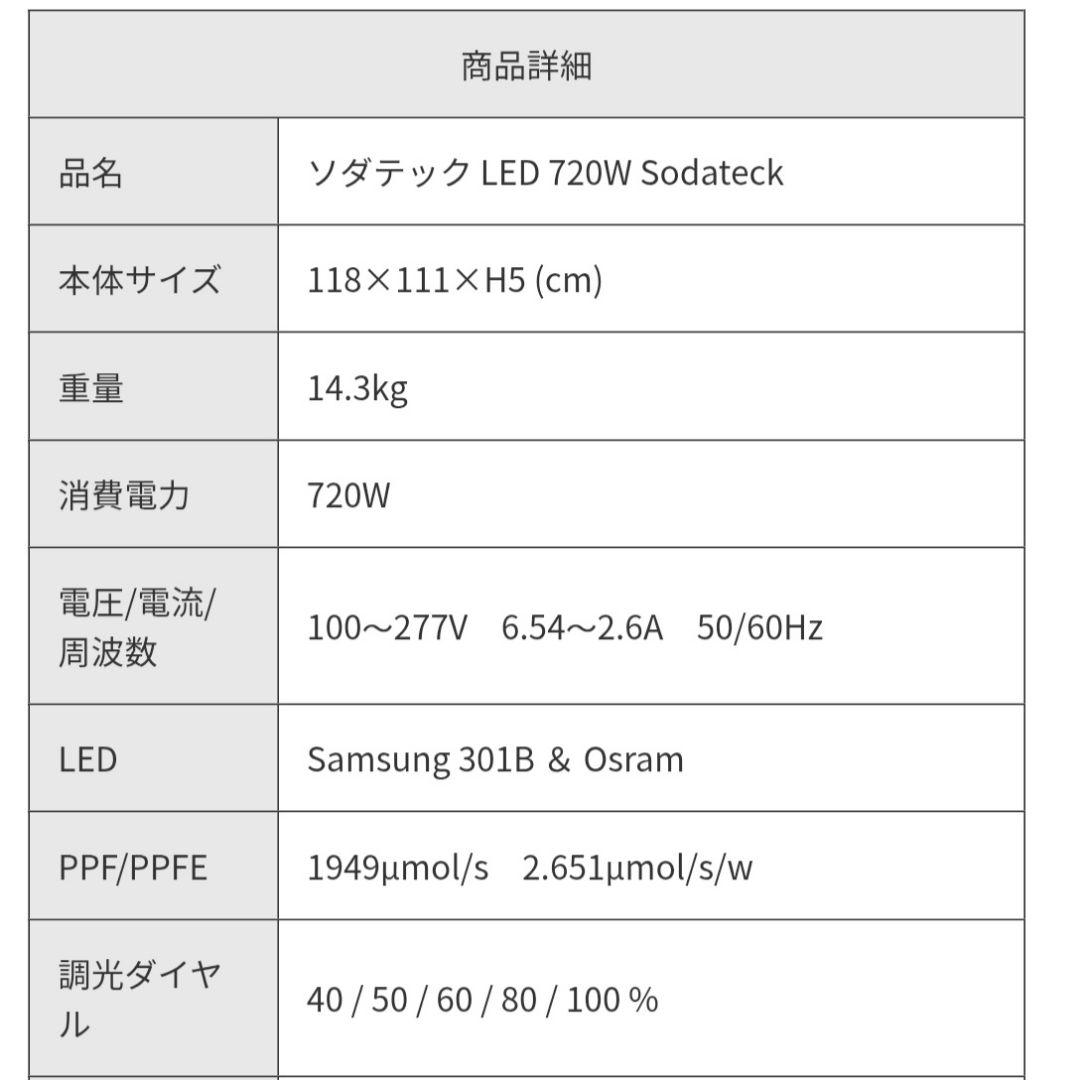 業務用 植物育成 LED 720W　SODATEC