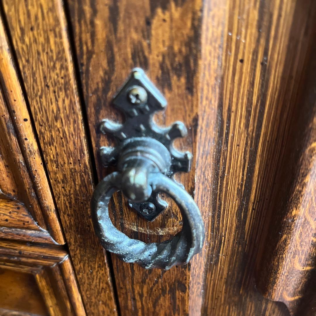 イギリス オーク リネンホールド サイドボード キャビネット ヴィンテージ