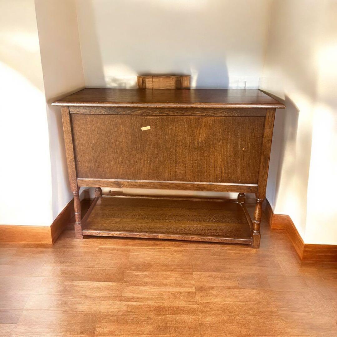 イギリス オーク リネンホールド サイドボード キャビネット ヴィンテージ