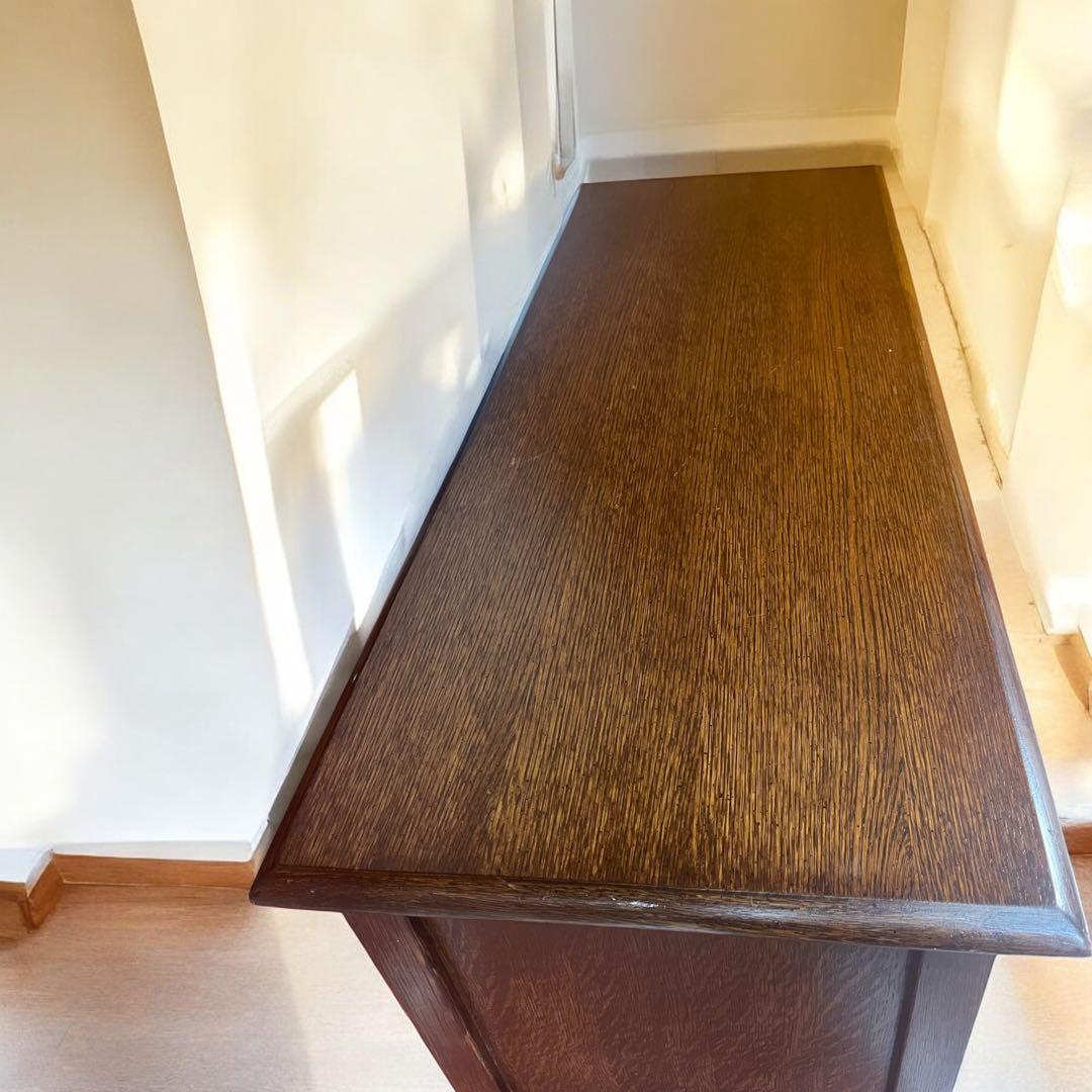 イギリス オーク リネンホールド サイドボード キャビネット ヴィンテージ