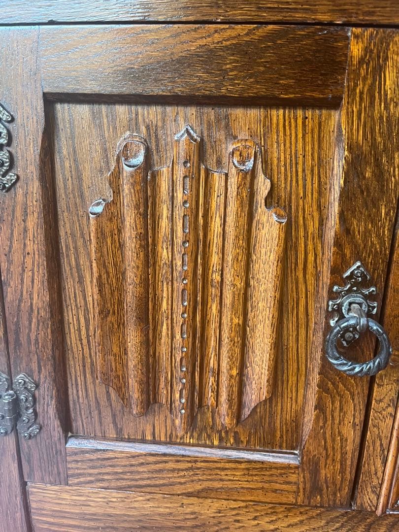 イギリス オーク リネンホールド サイドボード キャビネット ヴィンテージ