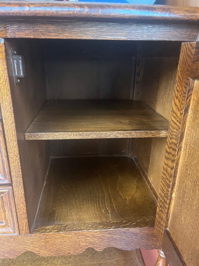 イギリス オーク リネンホールド サイドボード キャビネット ヴィンテージ