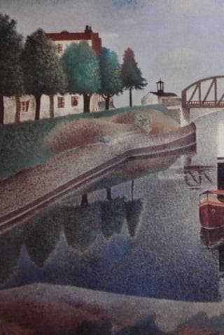 岡鹿之助、【掘割】、希少な大判額装用画集より、美品、日本人画家