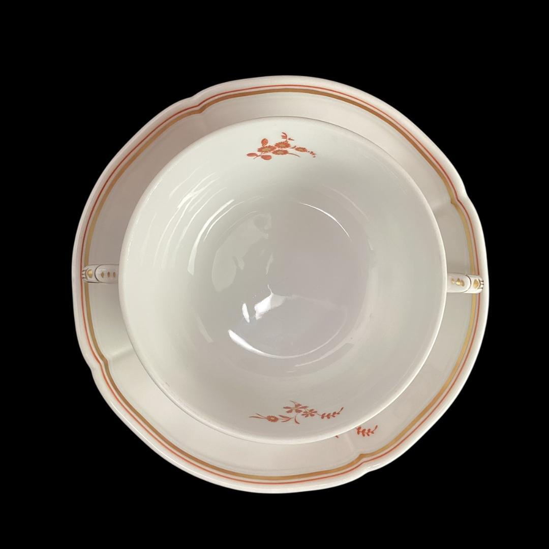 【希少】リチャードジノリ レッドコック スープカップ＆ソーサー ダブルハンドル②