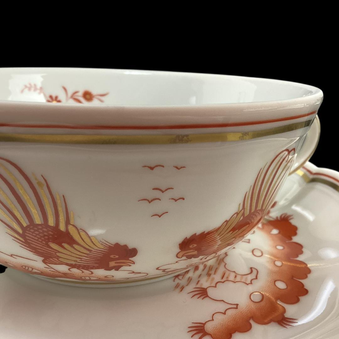 【希少】リチャードジノリ レッドコック スープカップ＆ソーサー ダブルハンドル②