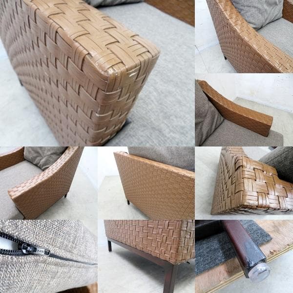 展示品■IDC大塚■本革編み込み■17万■1人掛けソファ■リゾートデザイン■