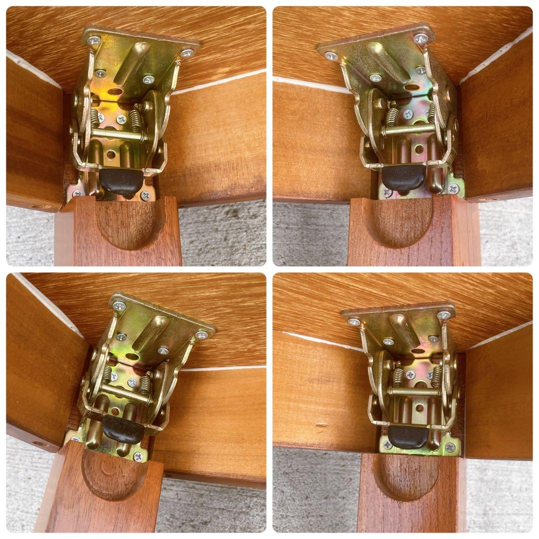 【美品送料込】高級一枚板風 折り畳み座卓 昭和レトロ アンティーク 職人手作り