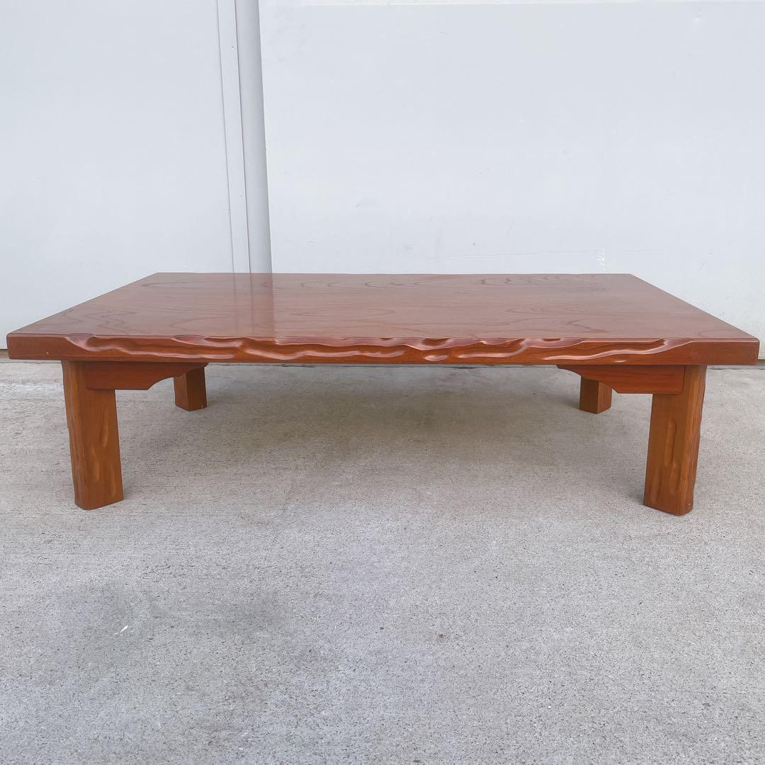 【美品送料込】高級一枚板風 折り畳み座卓 昭和レトロ アンティーク 職人手作り