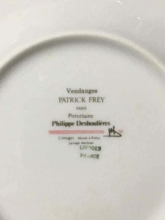 ヴィンテージ フランス製 ケーキ皿 6枚セット 手書き葡萄柄