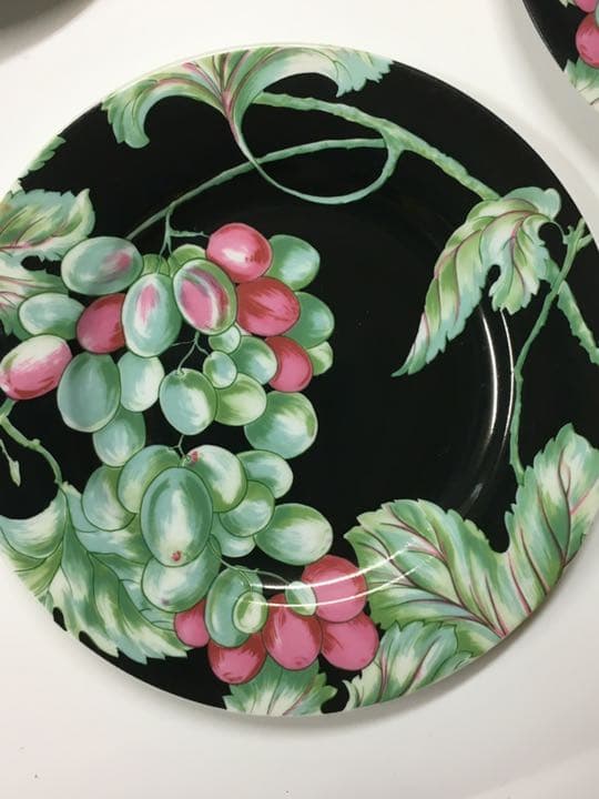 ヴィンテージ フランス製 ケーキ皿 6枚セット 手書き葡萄柄