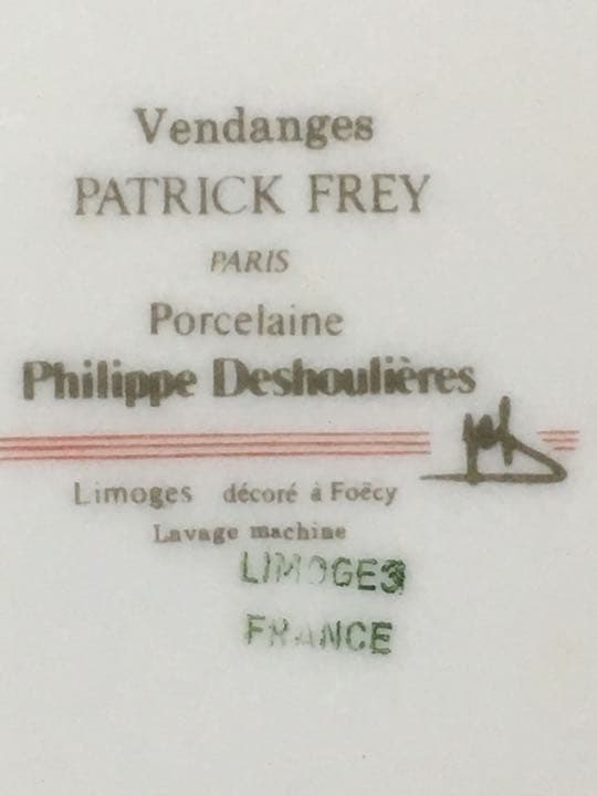 ヴィンテージ フランス製 ケーキ皿 6枚セット 手書き葡萄柄