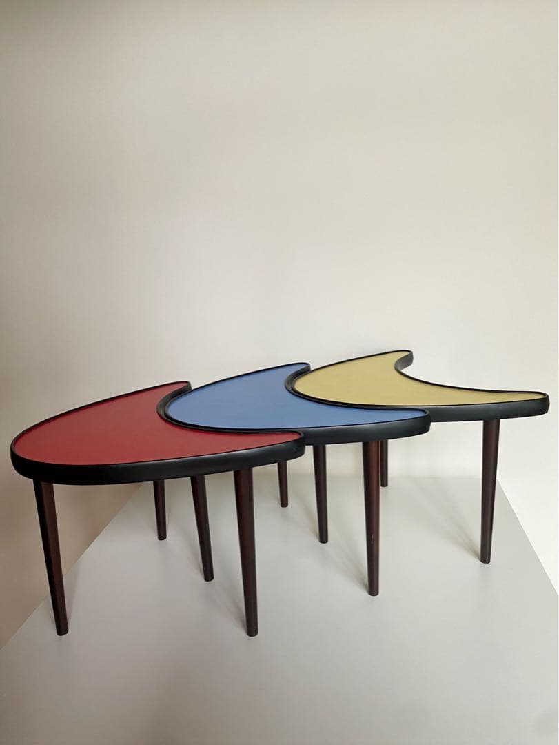 ビンテージ アンティーク 60s 70s サイドテーブル 青 ミッドセンチュリー