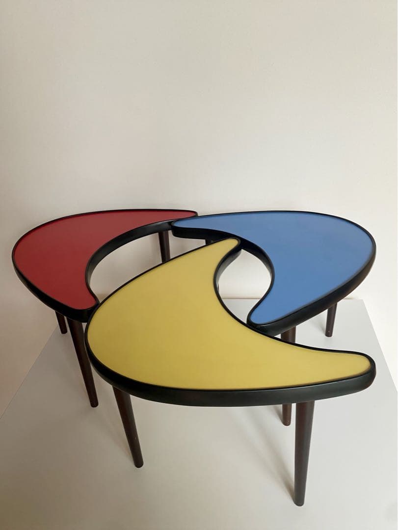 ビンテージ アンティーク 60s 70s サイドテーブル 青 ミッドセンチュリー