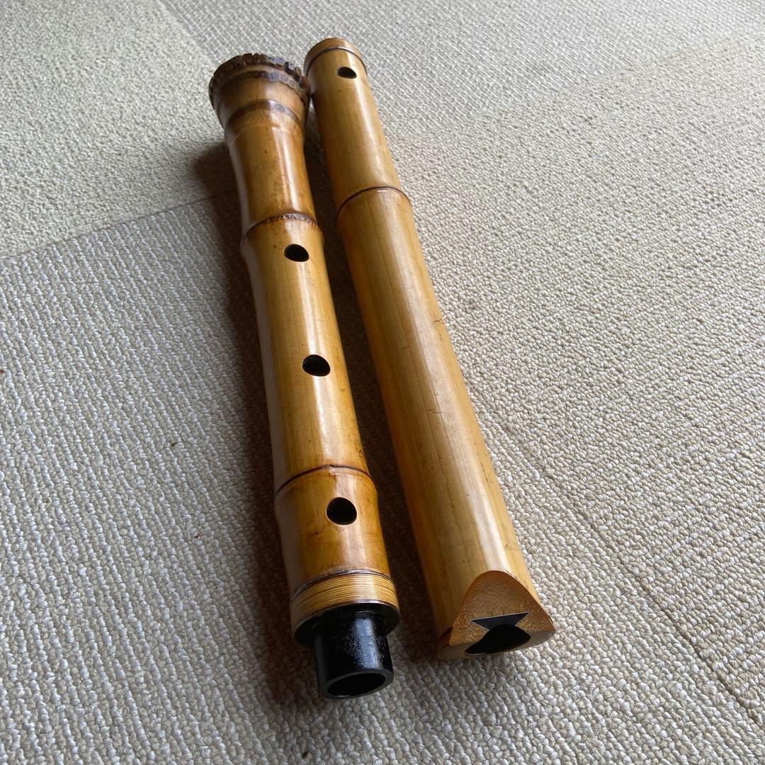 225 尺八本体 ニ尺一寸管　竹治銘竹製 5穴
