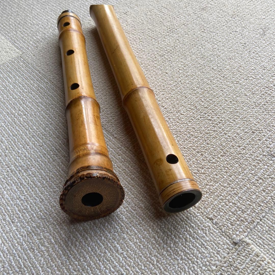 225 尺八本体 ニ尺一寸管　竹治銘竹製 5穴