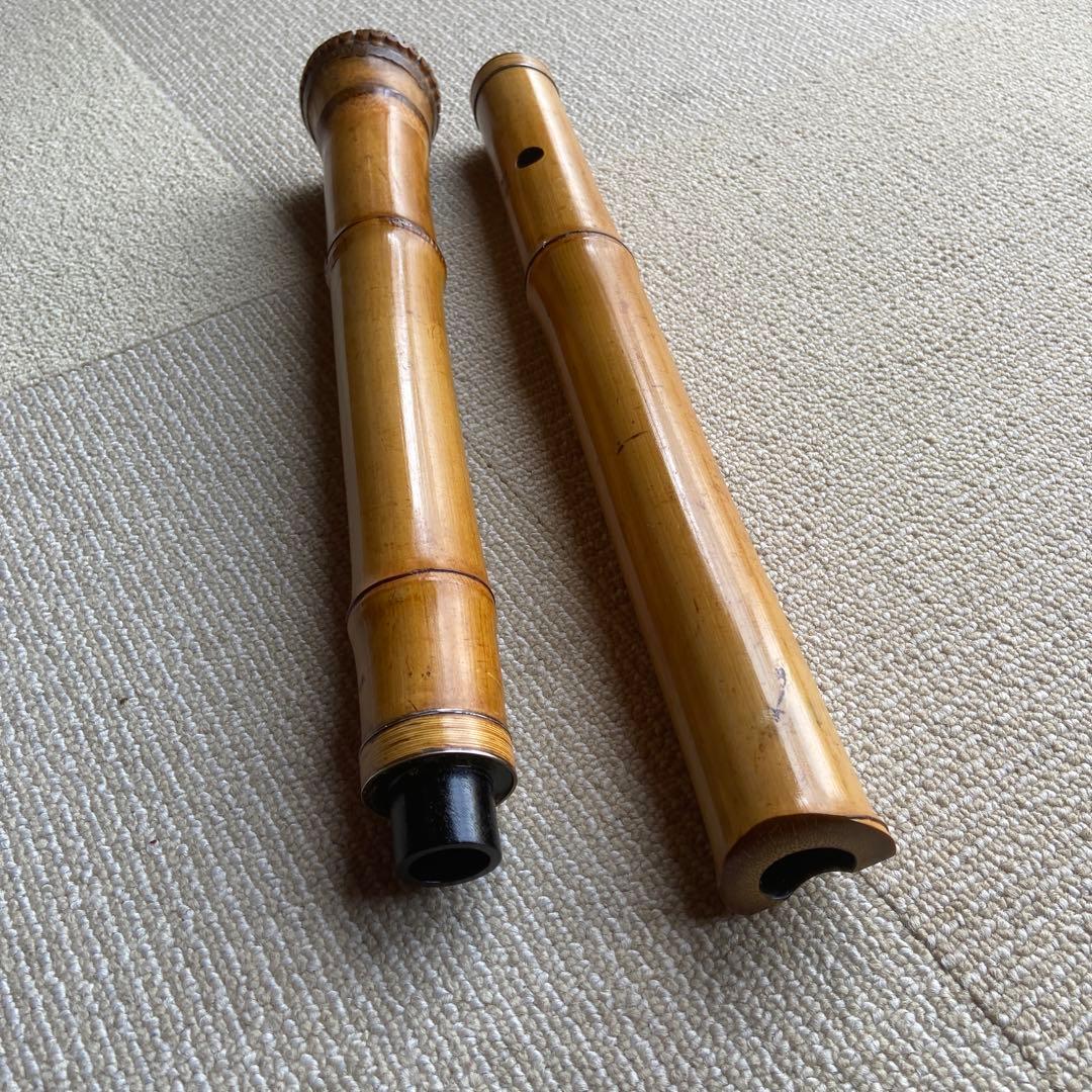 225 尺八本体 ニ尺一寸管　竹治銘竹製 5穴