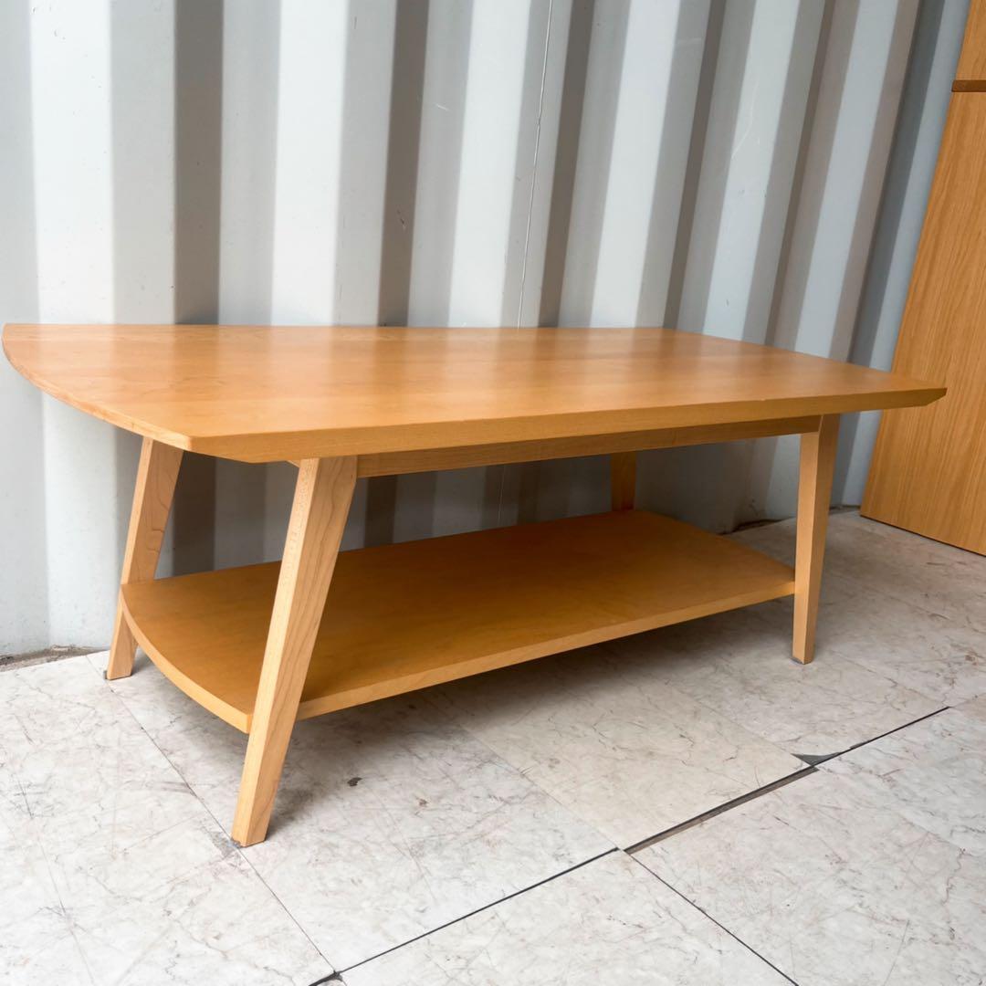 取付無料！イデー ARC アーク 北欧風天然木棚付きローテーブル✨