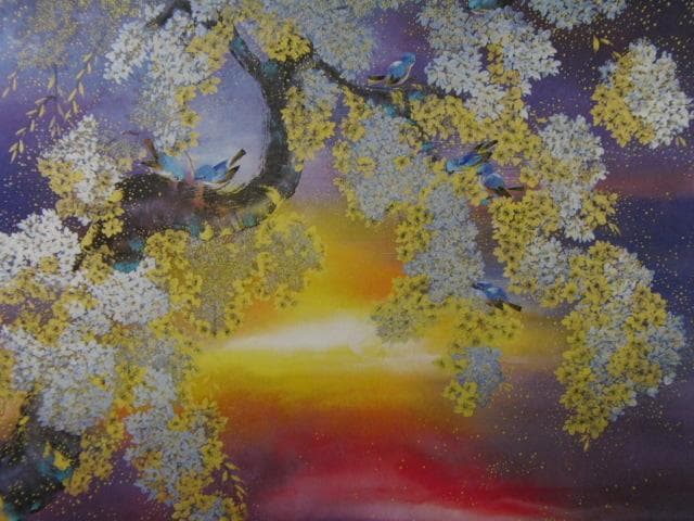 松尾柳江、【黎明の詩】、希少画集画より、状態良好、新品高級額装付