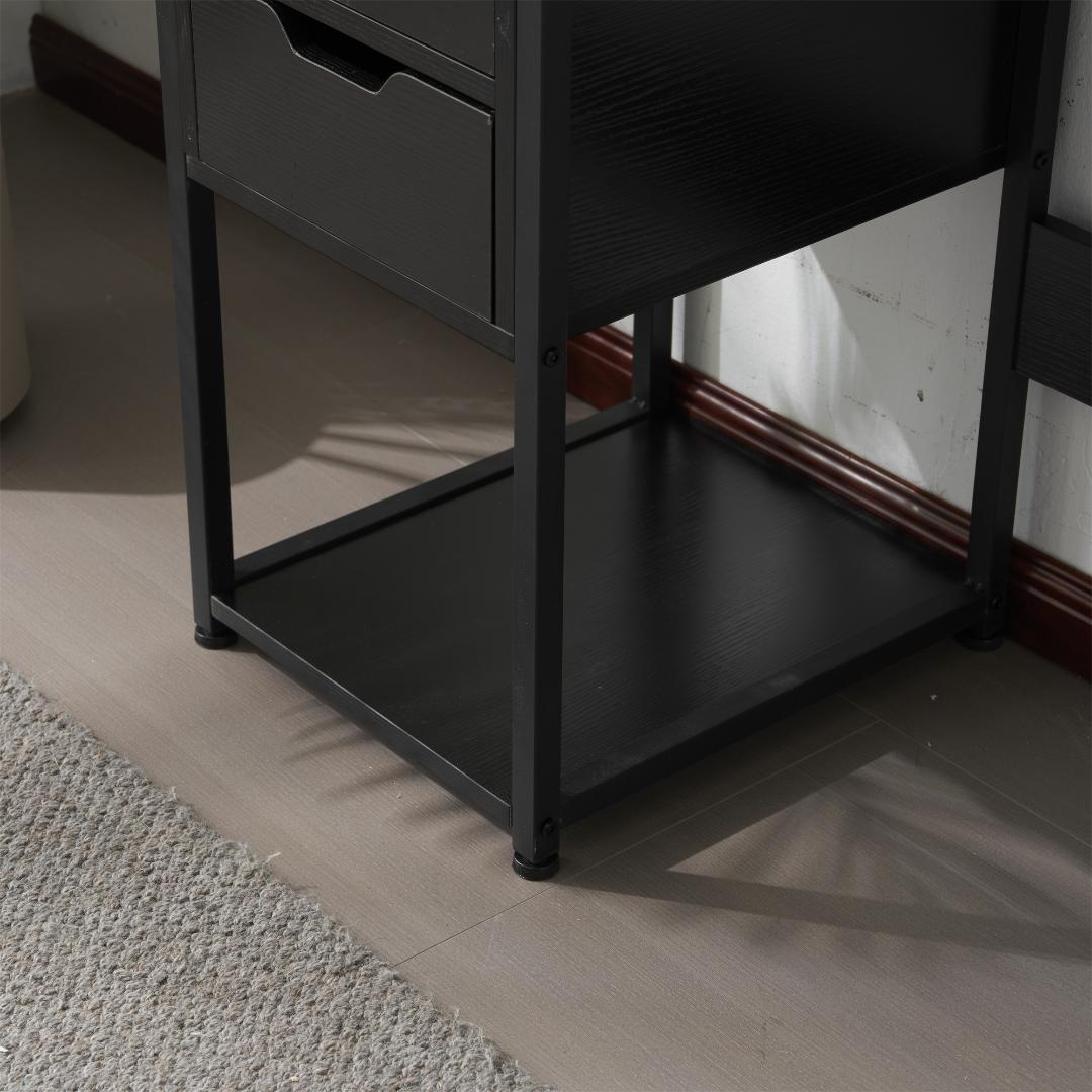 【新品】ナチュラル 木製パソコンデスク 引き出し&3段棚付き 勉強/作業用