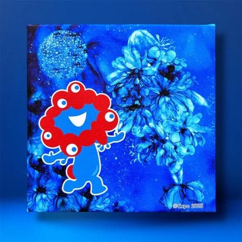 完売品 EXPO ミャクミャク キャンバスジクレー印刷 るんるんくじら S0