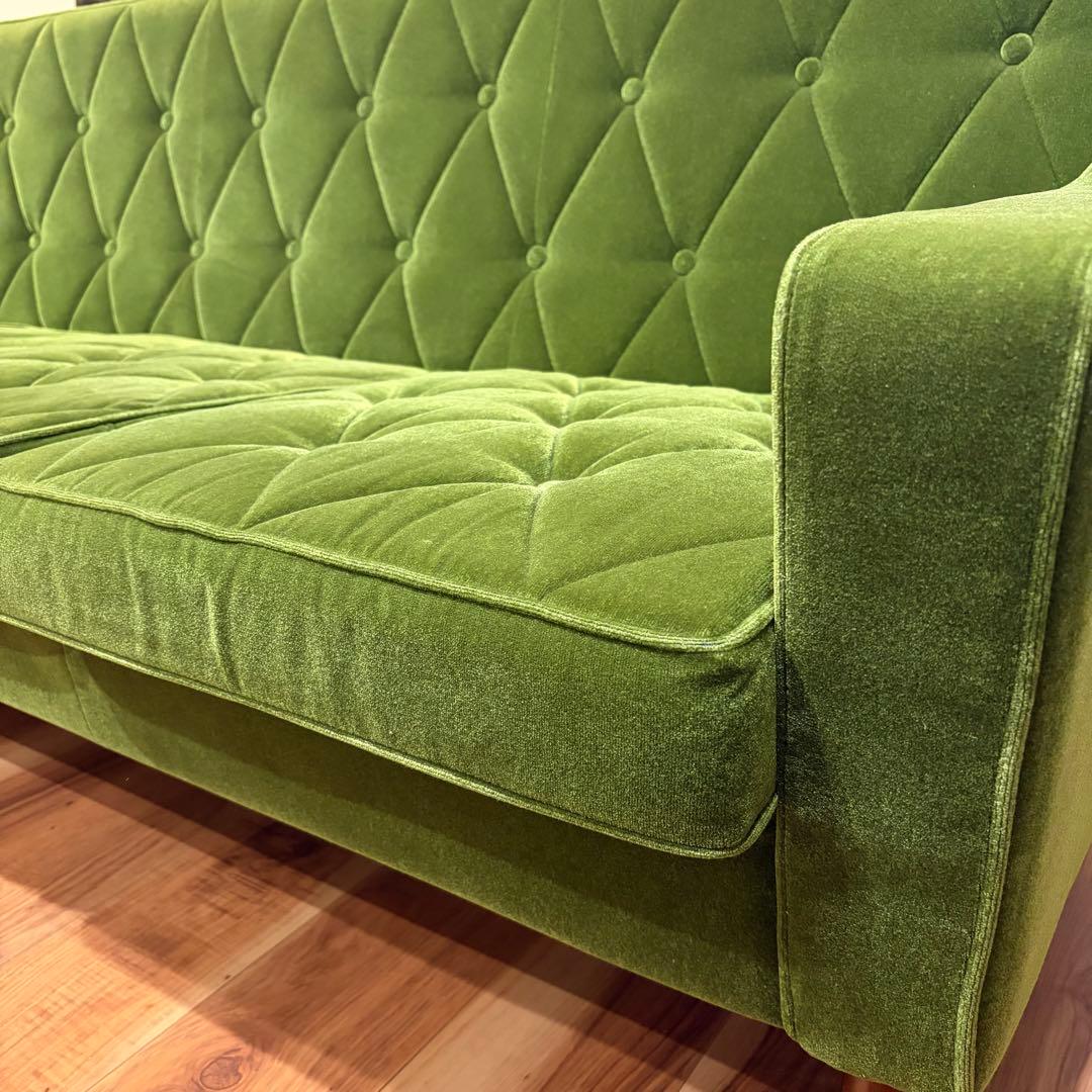 【送料込】カリモク60 ロビーチェアモケットグリーン　3シーター