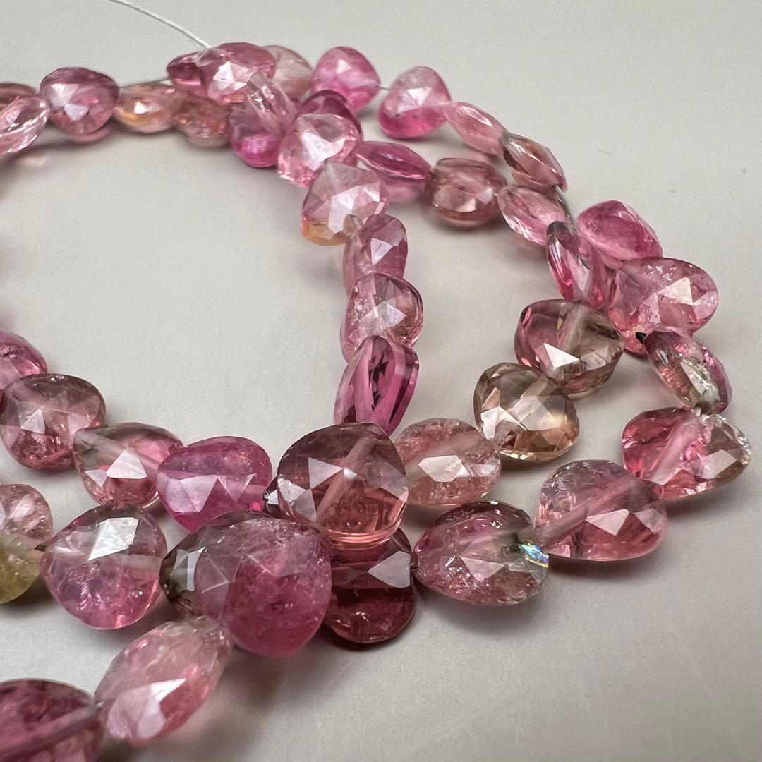 （t-14）ピンクトルマリン(ウォーターメロン)1連マロンブリオレットカット