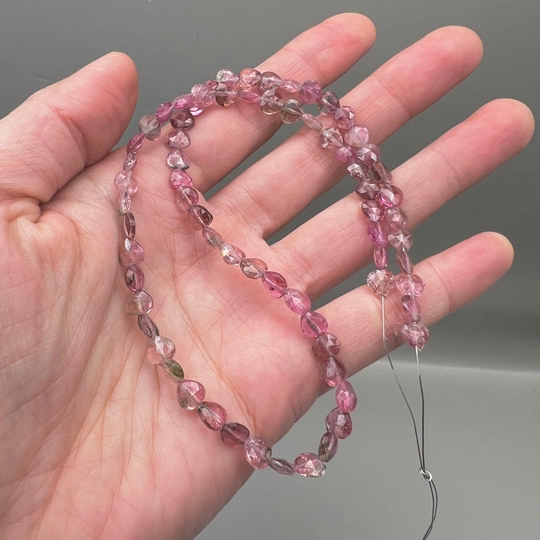（t-14）ピンクトルマリン(ウォーターメロン)1連マロンブリオレットカット