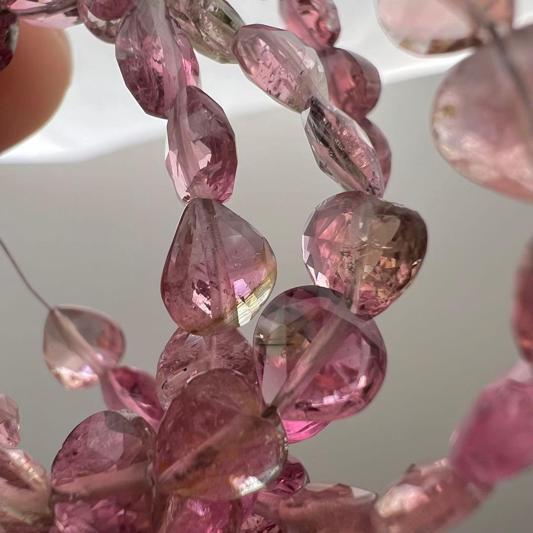 （t-14）ピンクトルマリン(ウォーターメロン)1連マロンブリオレットカット