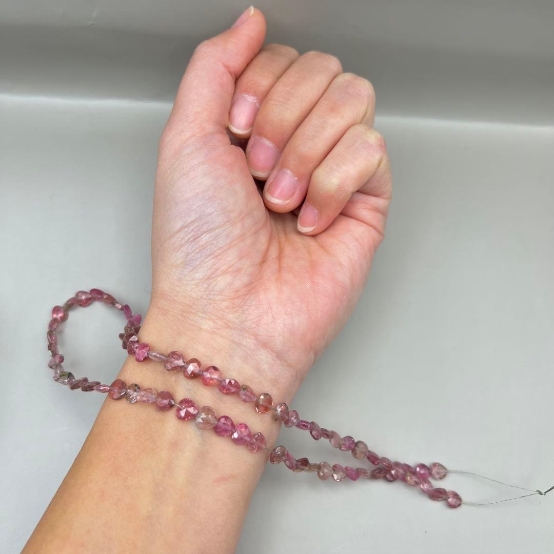 （t-14）ピンクトルマリン(ウォーターメロン)1連マロンブリオレットカット