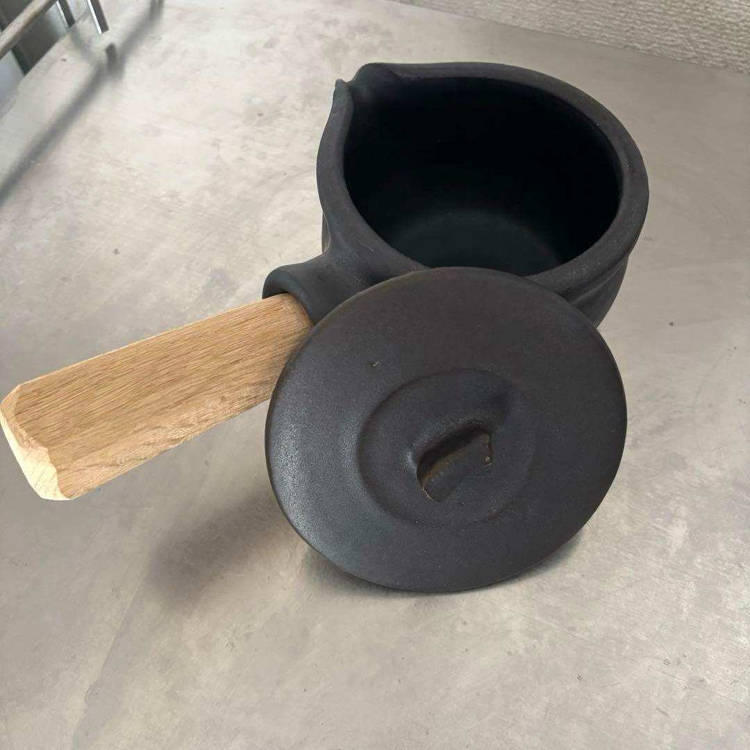 【新品未使用】馬場勝文 ふた付き耐熱ミルクパン 黒　直火可　作家