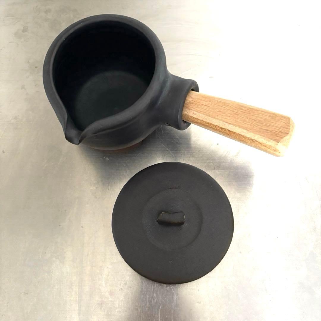 【新品未使用】馬場勝文 ふた付き耐熱ミルクパン 黒　直火可　作家