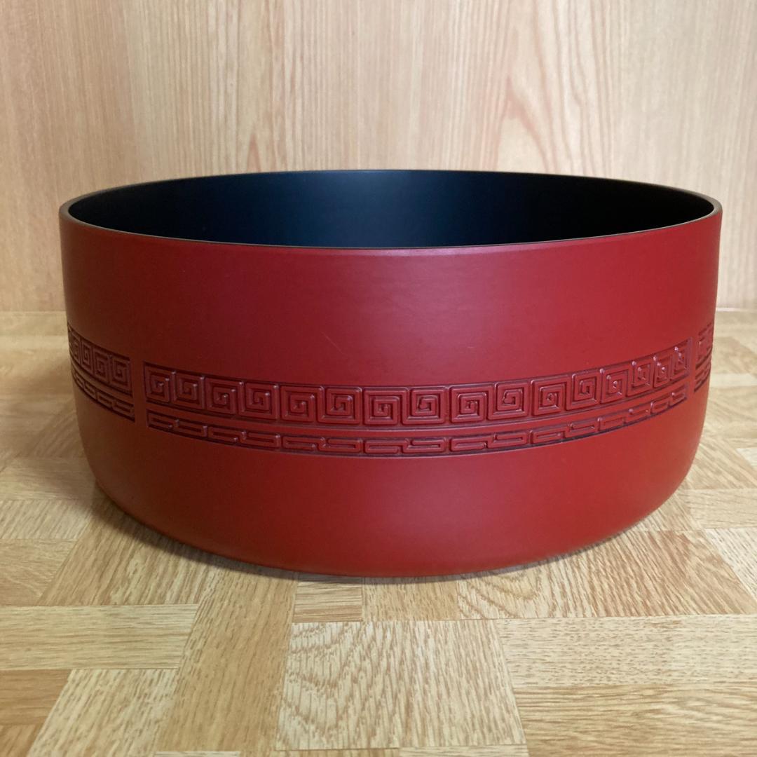 堆朱　朱塗り　漆塗り　漆器　丸型　茶櫃　茶器入れ