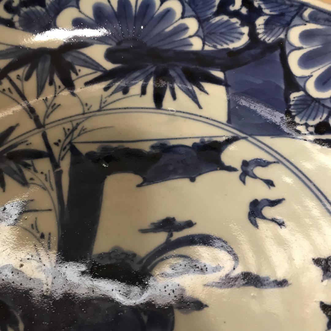 江戸中期 古伊万里「松竹梅図染付大皿」本物保証 - メルカリ