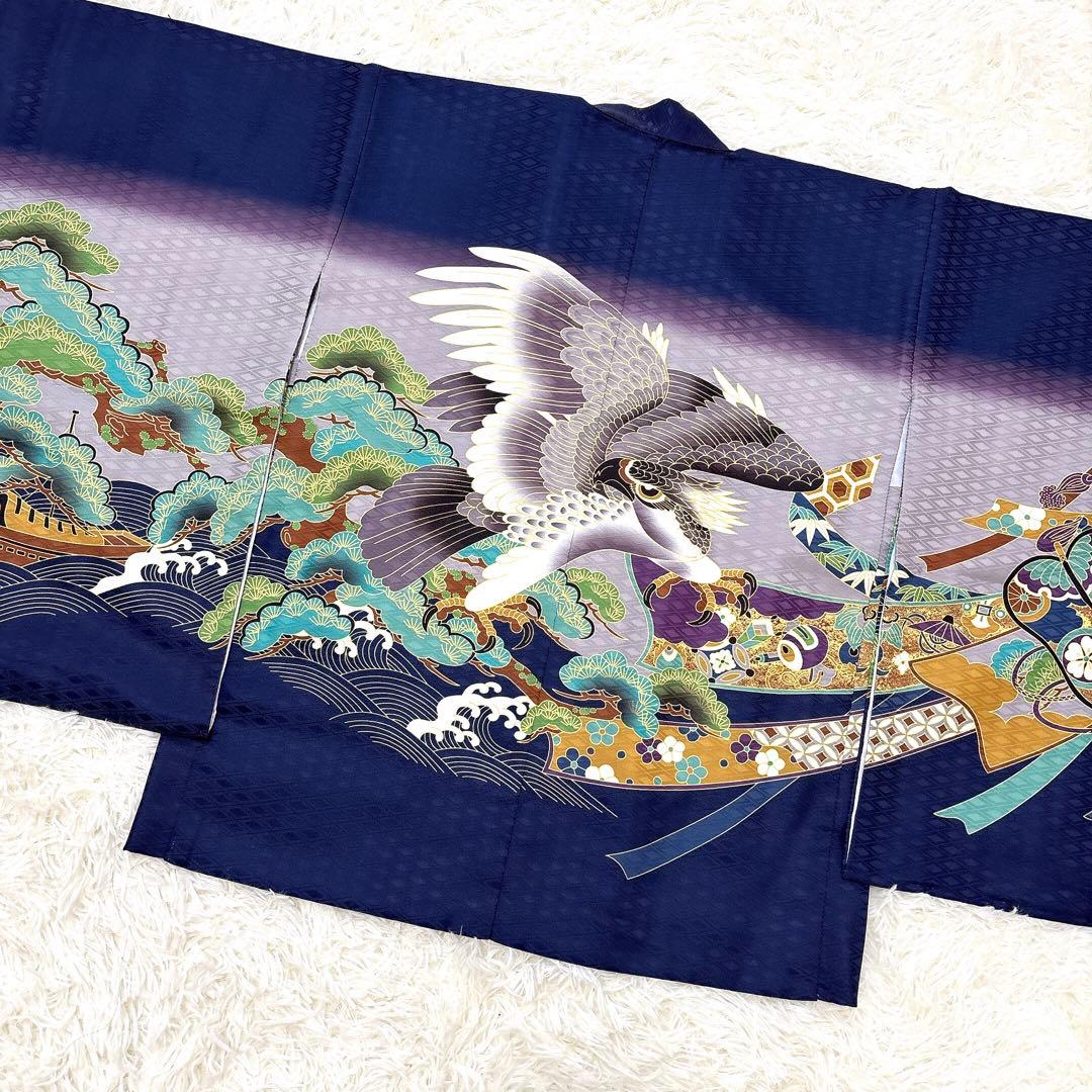 キョウエツ 七五三 男の子 5歳 着物 袴 フルセット 紺色 鷹 限定価格！