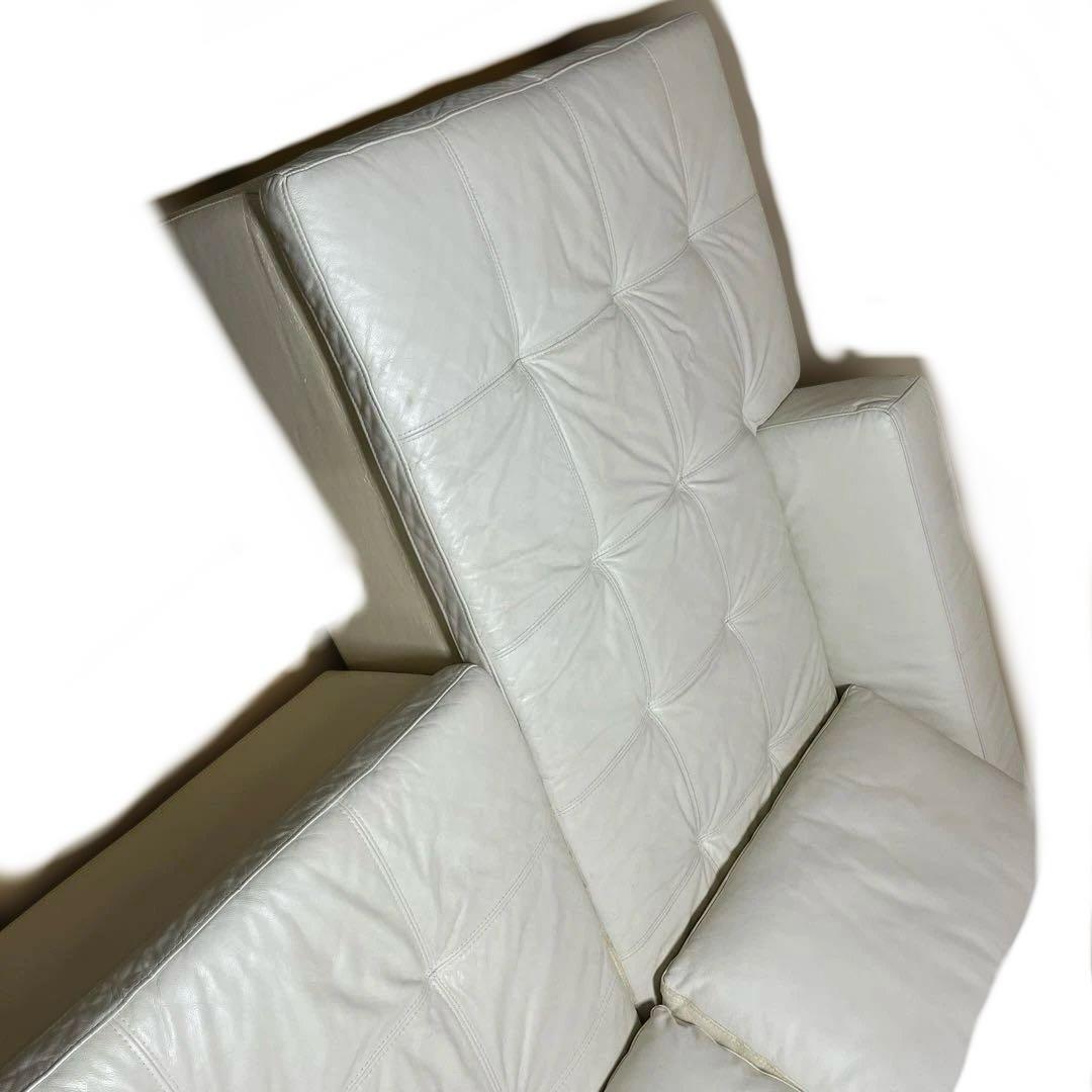 ニトリカウチソファ本革(一部合皮)ホワイト　ベンチ側　商品価格¥20000