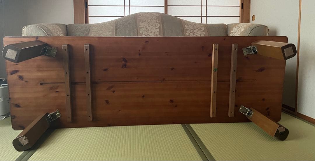 折りたたみ足　木製ローテーブル　こたつ用天板付