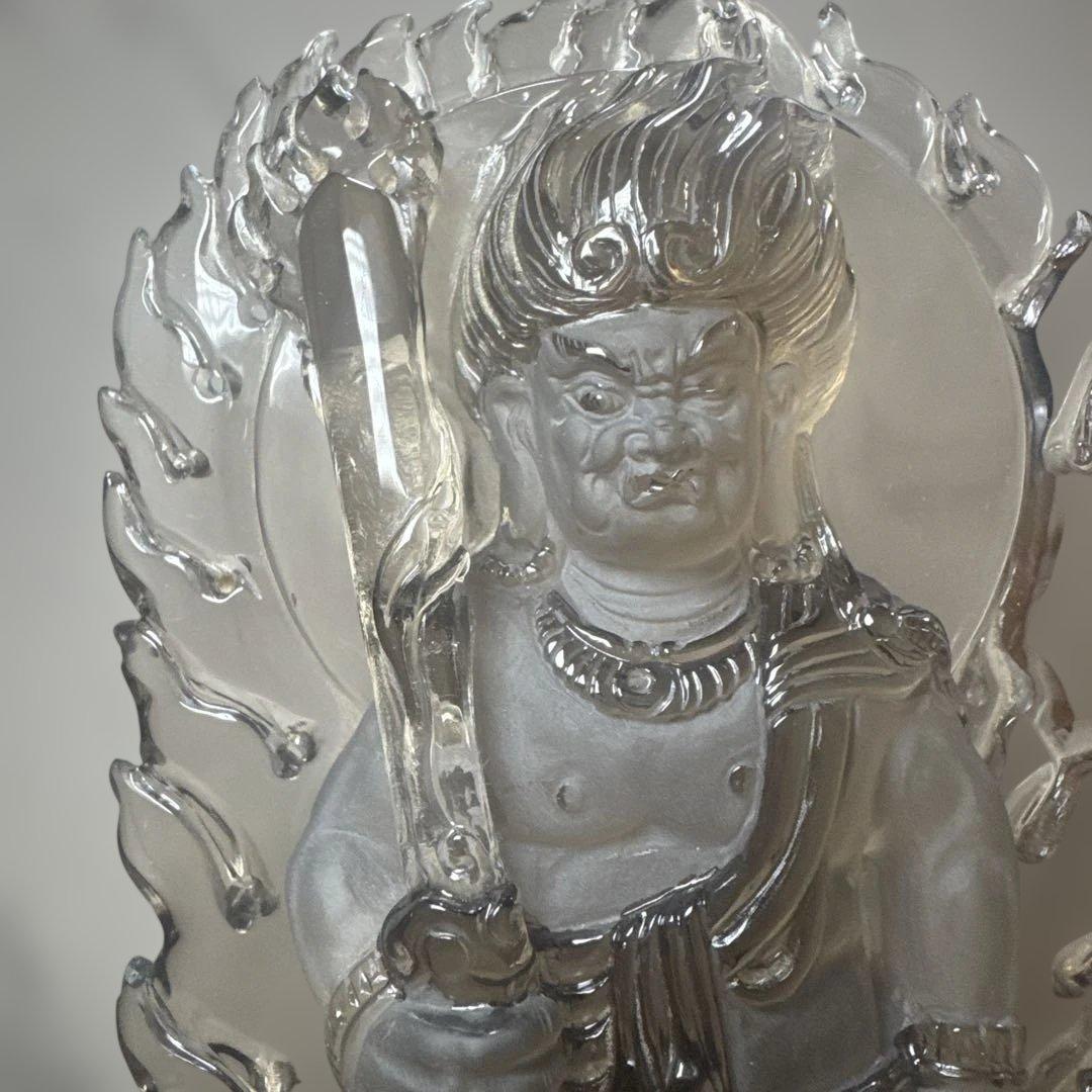 【唯一無二】不動明王 スモーキークォーツ像 台座　23.5cm