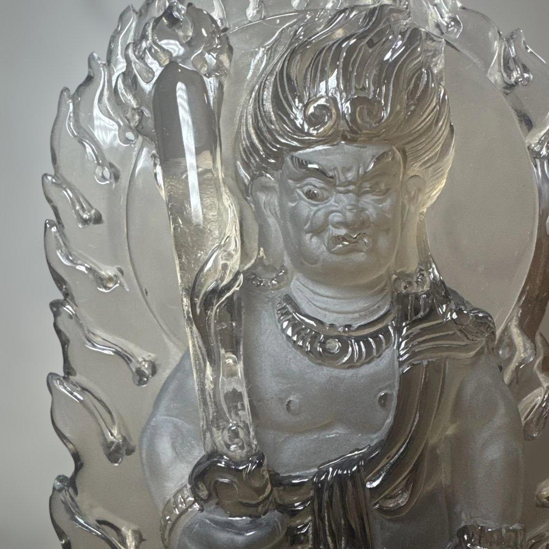 【唯一無二】不動明王 スモーキークォーツ像 台座　23.5cm