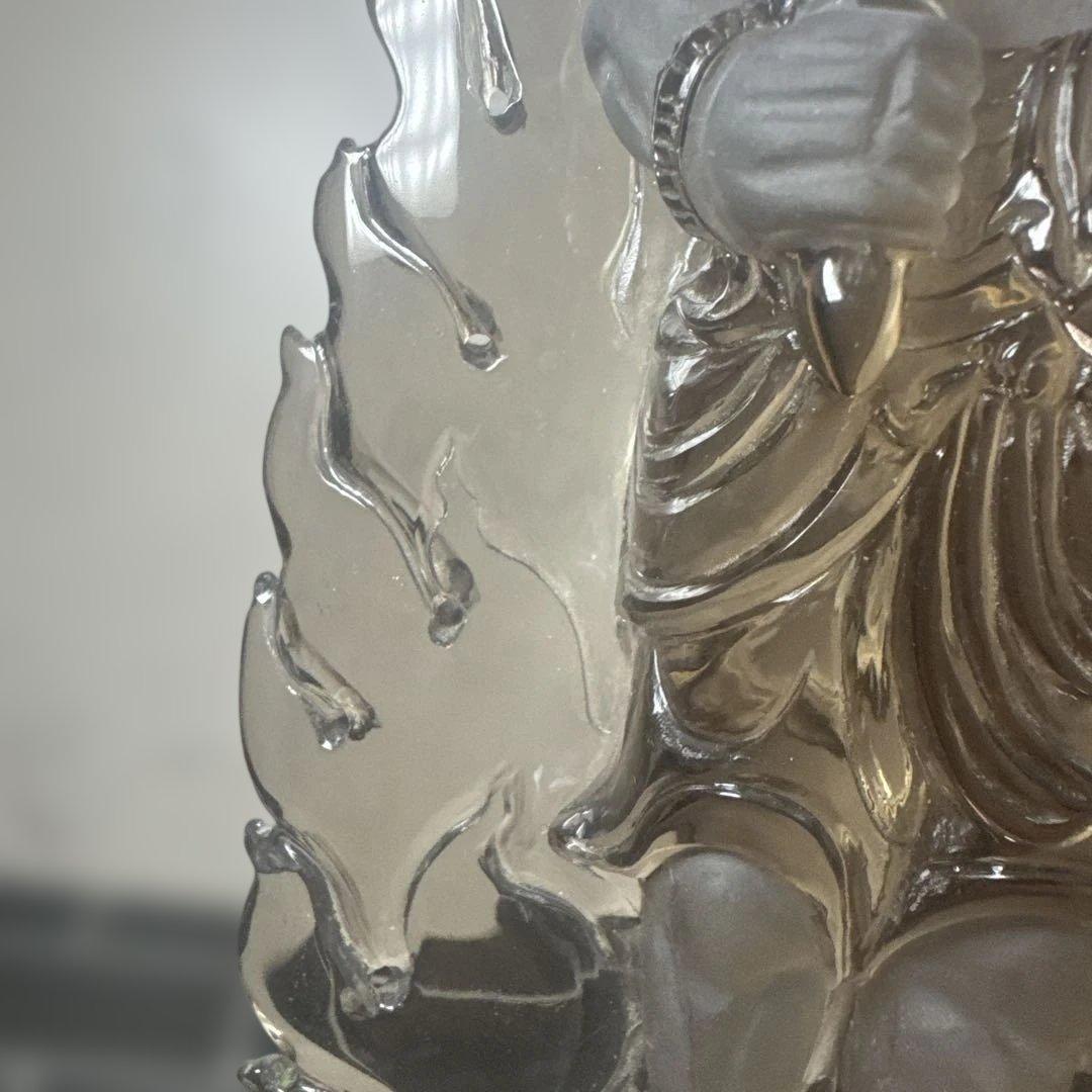 【唯一無二】不動明王 スモーキークォーツ像 台座　23.5cm