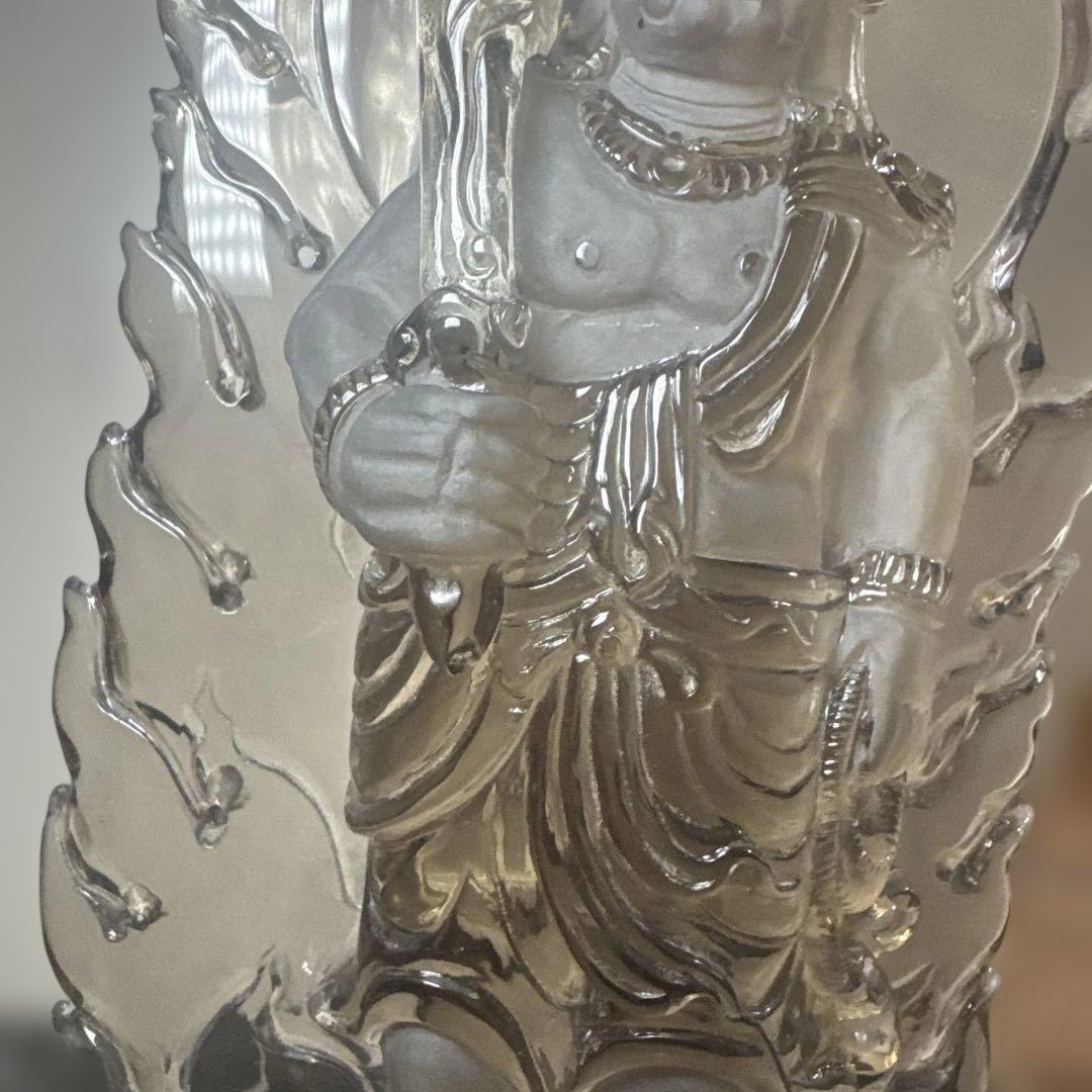 【唯一無二】不動明王 スモーキークォーツ像 台座　23.5cm