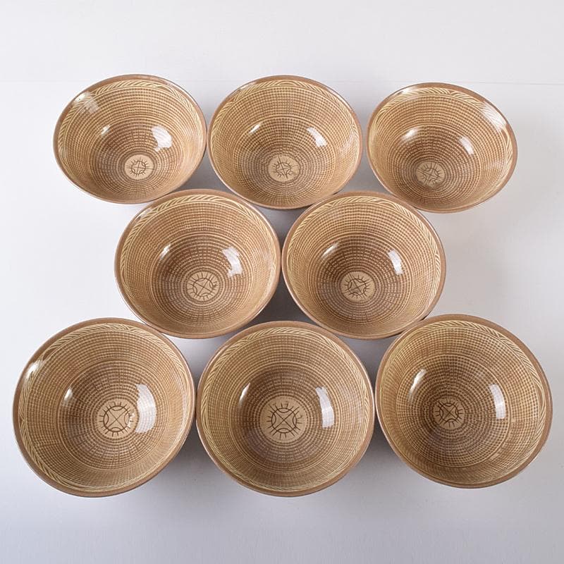 茶道具 韓国 廣州窯 三島手 数茶碗 八客 共箱 V R8583B