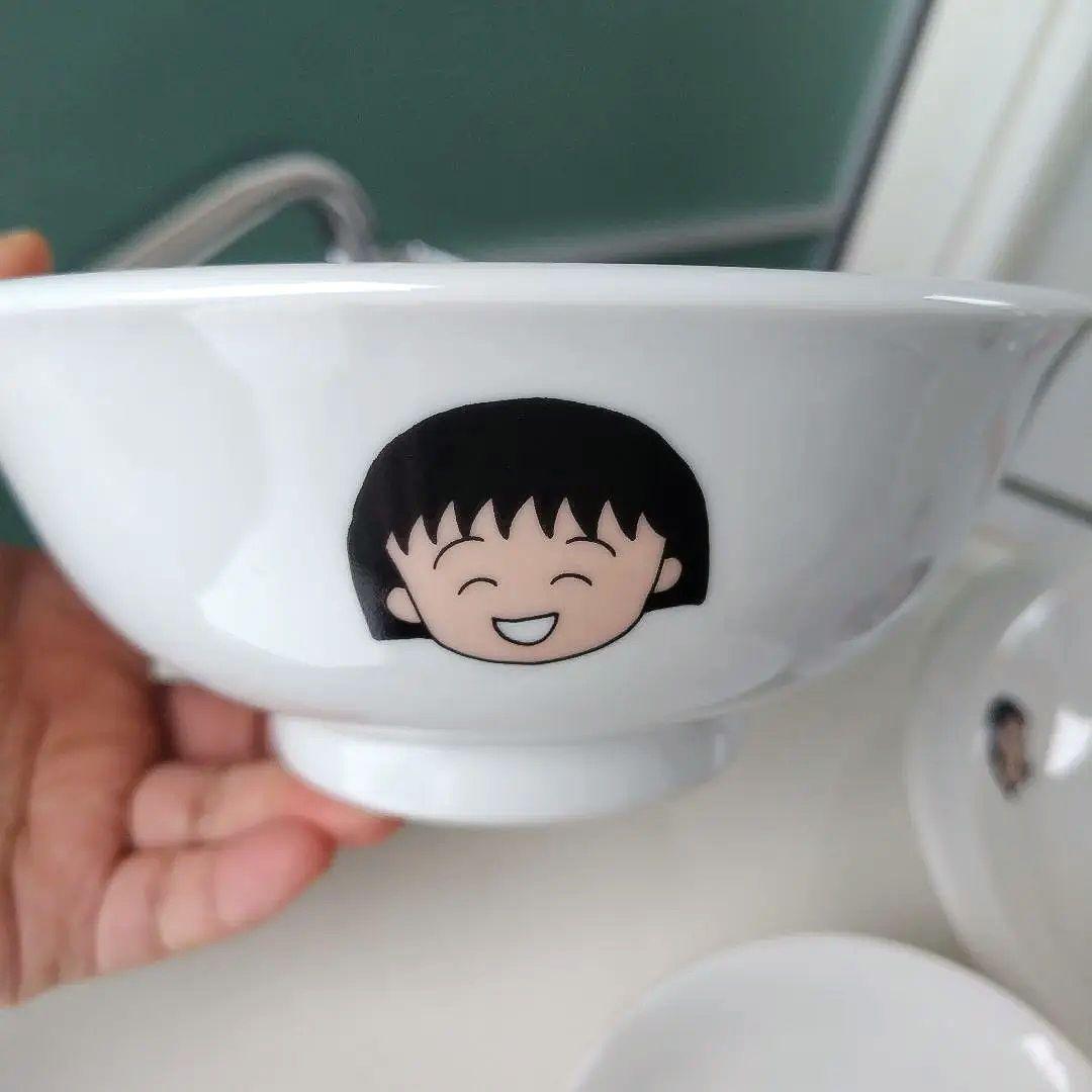 未使用極美品！1990年製 ちびまる子ちゃん 陶器製食器 レトロ 4点
