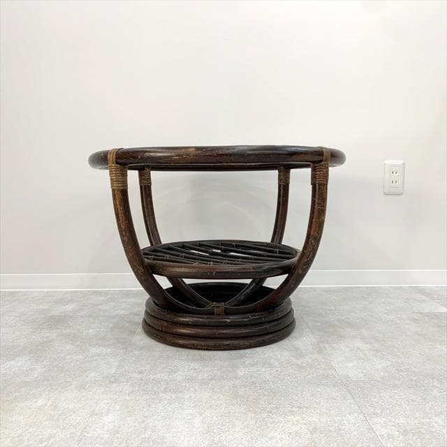 ラタンラウンドサイドテーブル